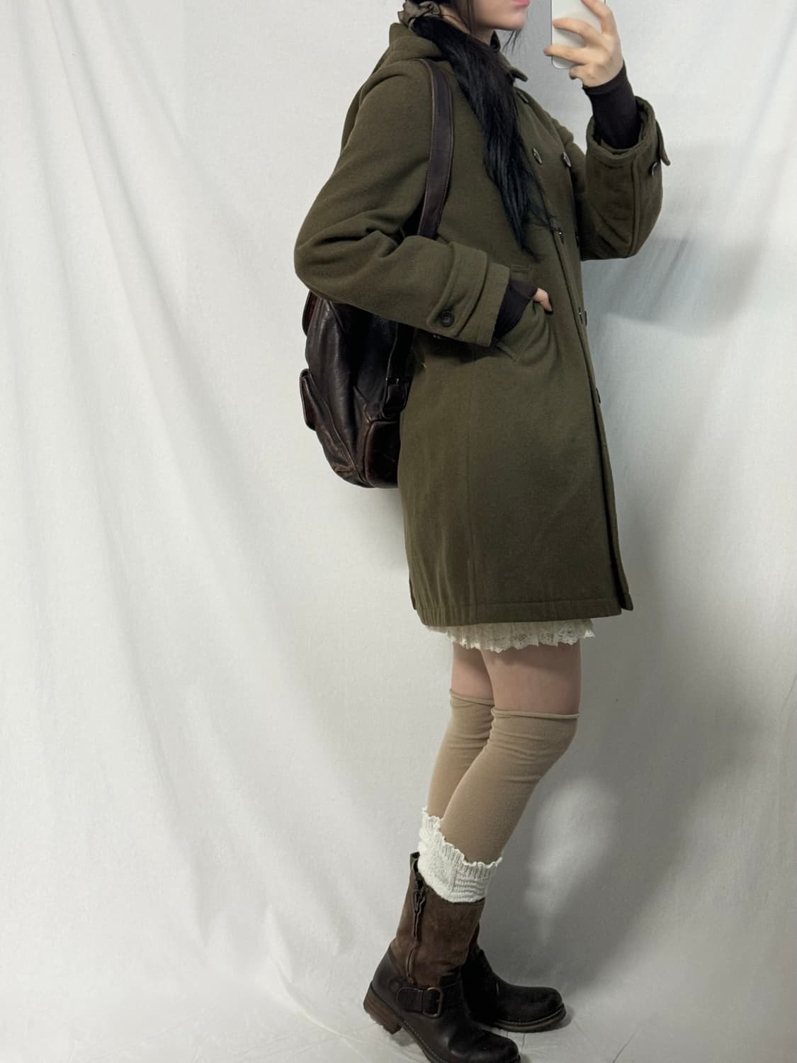 울 혼방 더블 버튼 후디드 코트 상품이미지3