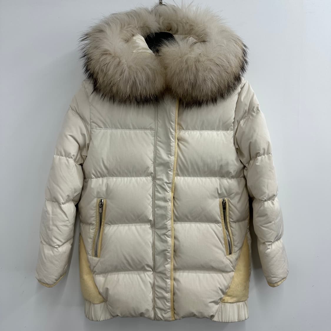 90 마쥬 maje 여자 램스킨 라쿤퍼 덕다운 패딩 상품이미지1