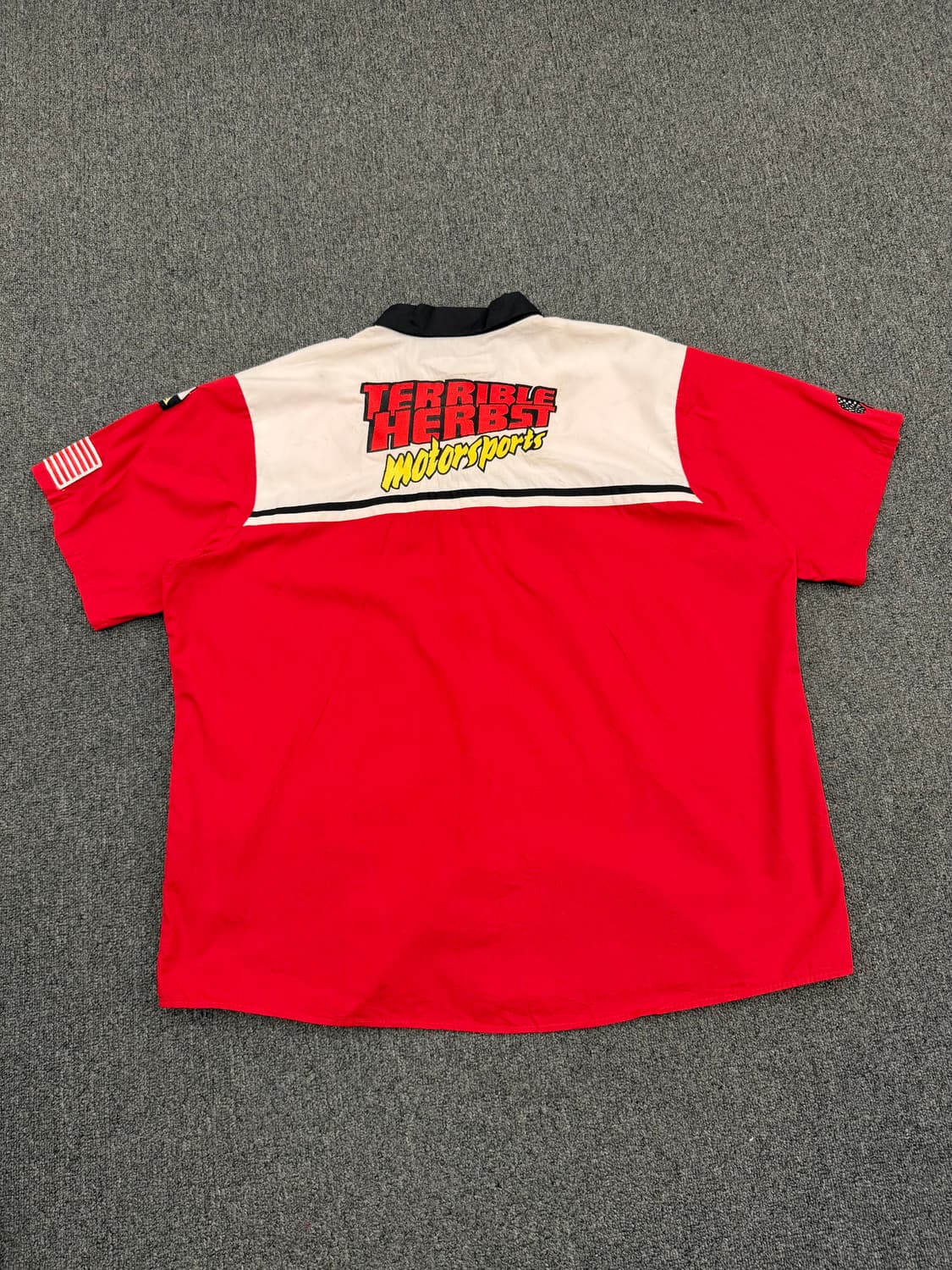 2XL) 레드 캡 빈티지 패치 자수 레이싱 반팔 셔츠 상품이미지2