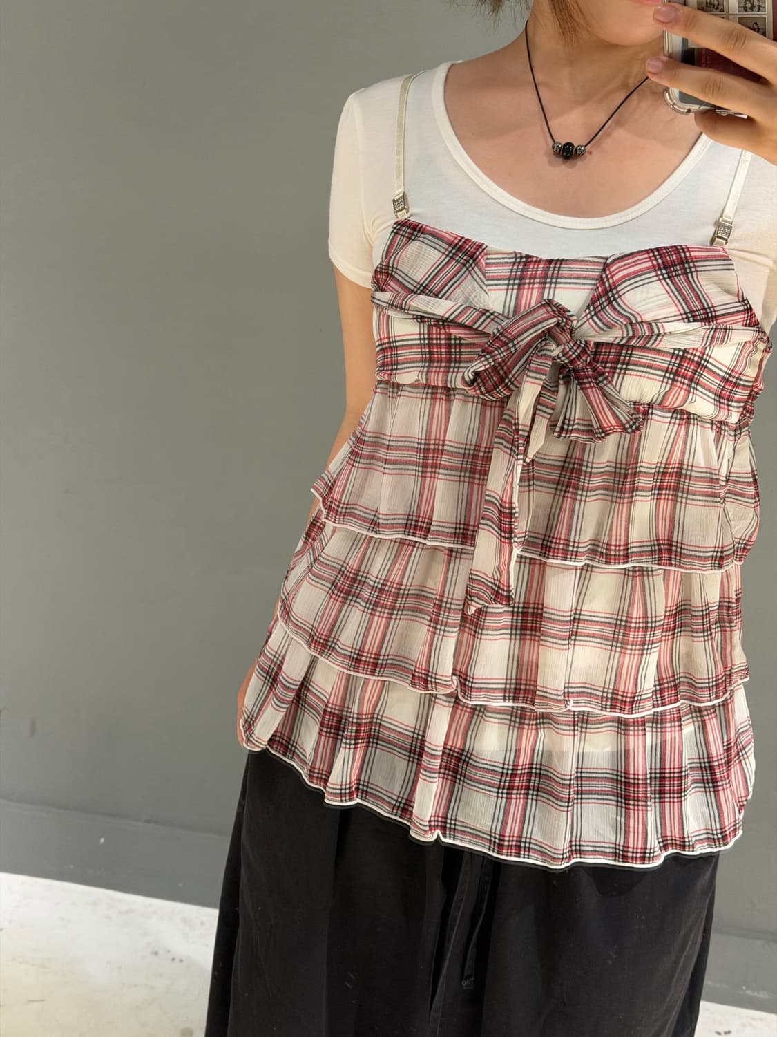 check can-can layered detail top 상품이미지3