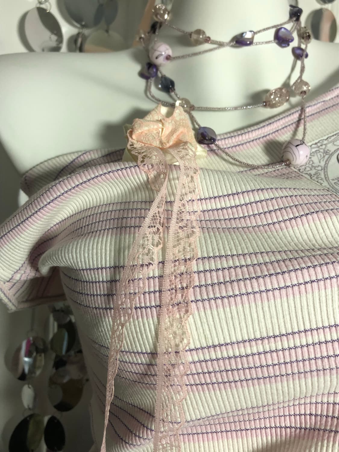 babe pink stripe top 상품이미지4
