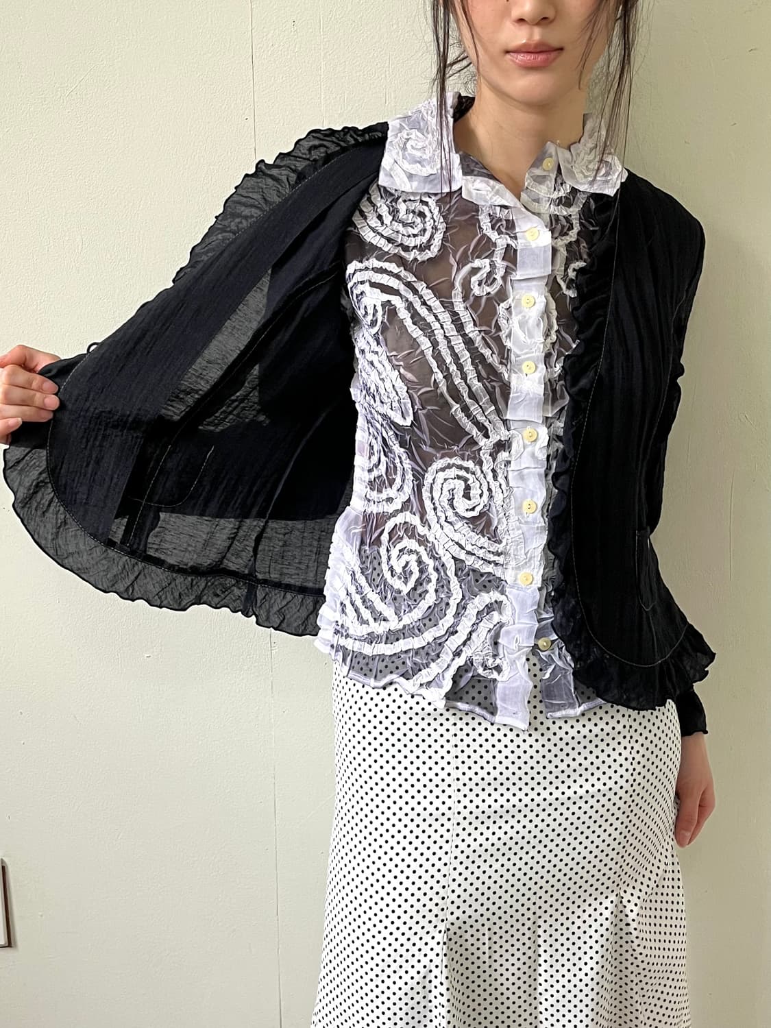 Kansai Bis 블랙 셔링 자켓 상품이미지6