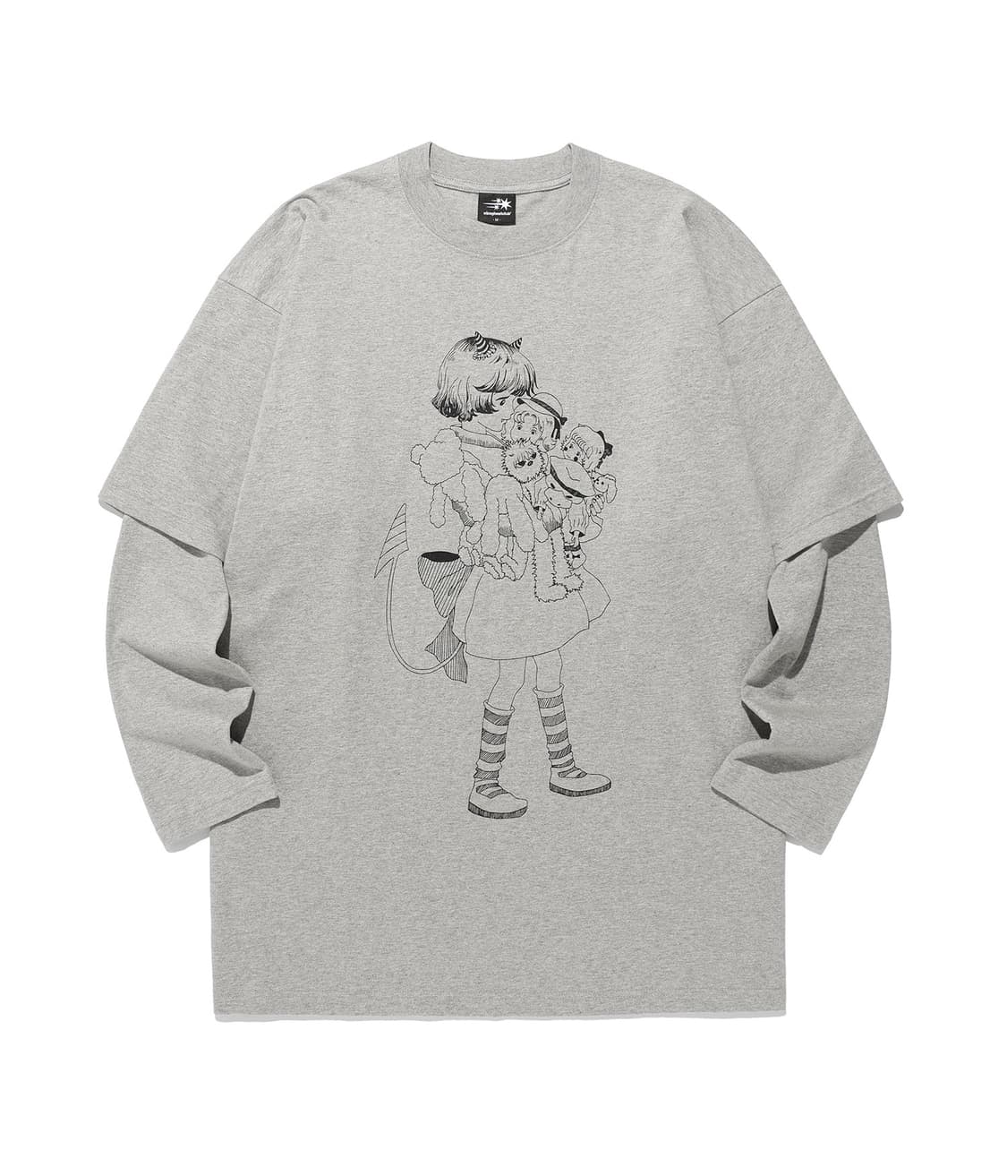 Niceghostclub 나이스고스트클럽 레이어드 티셔츠 그레이 상품이미지1