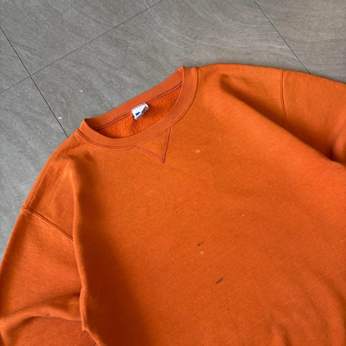 90s 90년대 멕시코 생산 러셀 블랭크 오렌지 스웻셔츠 상품이미지2