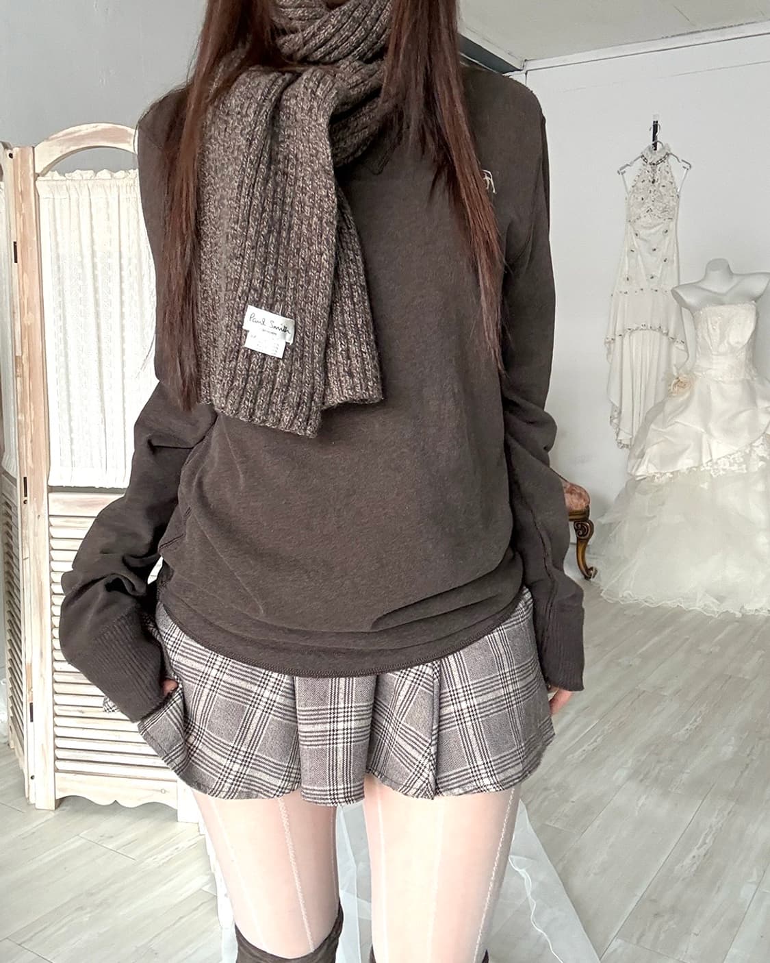 Paul smith mute brown wool muffler  상품이미지3