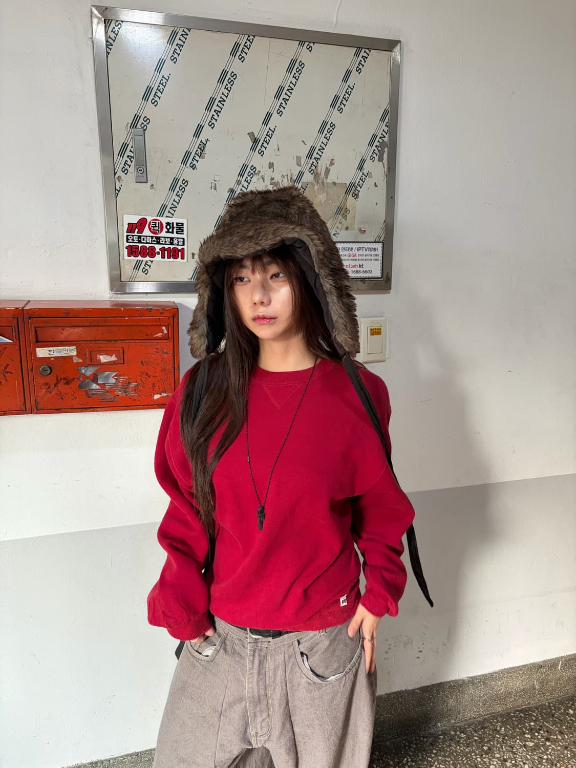 90s RUSSELL 레드 스웻 셔츠 맨투맨 상품이미지2