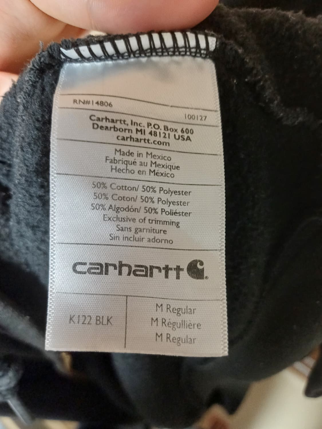 칼하트 루즈핏 미드웨이트 블랙 후드집업 M 상품이미지3