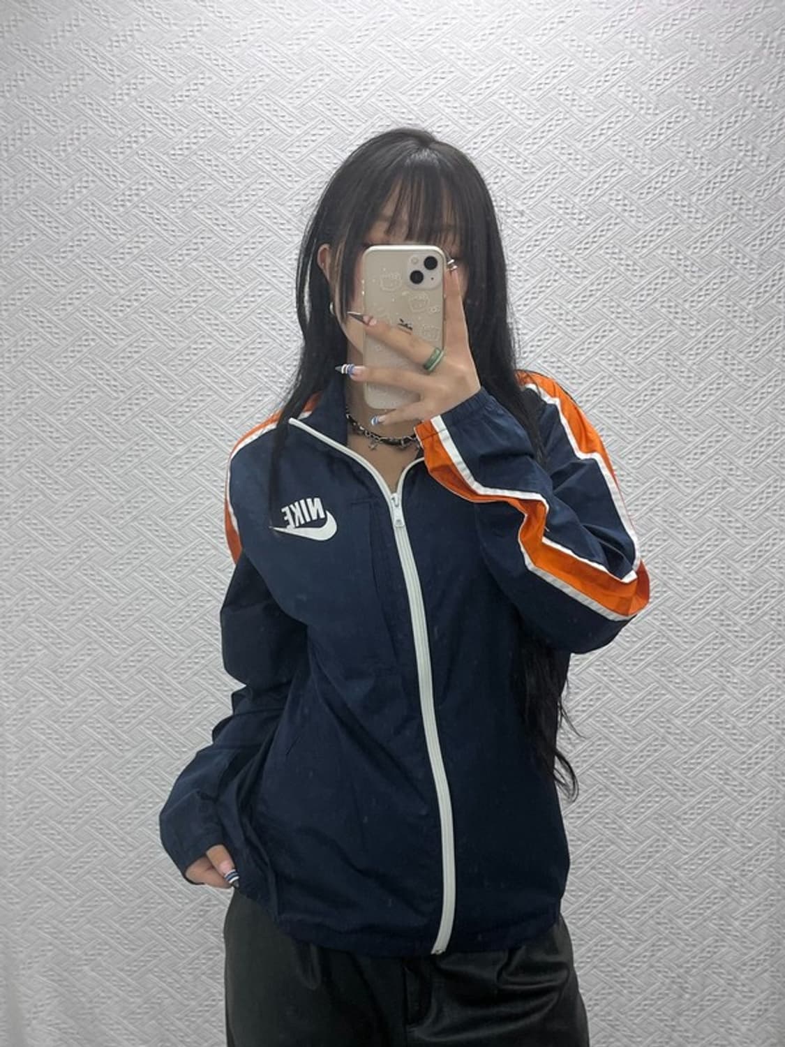 나이키 빈티지 레트로 오렌지배색 바람막이 자켓 S C07705 상품이미지2