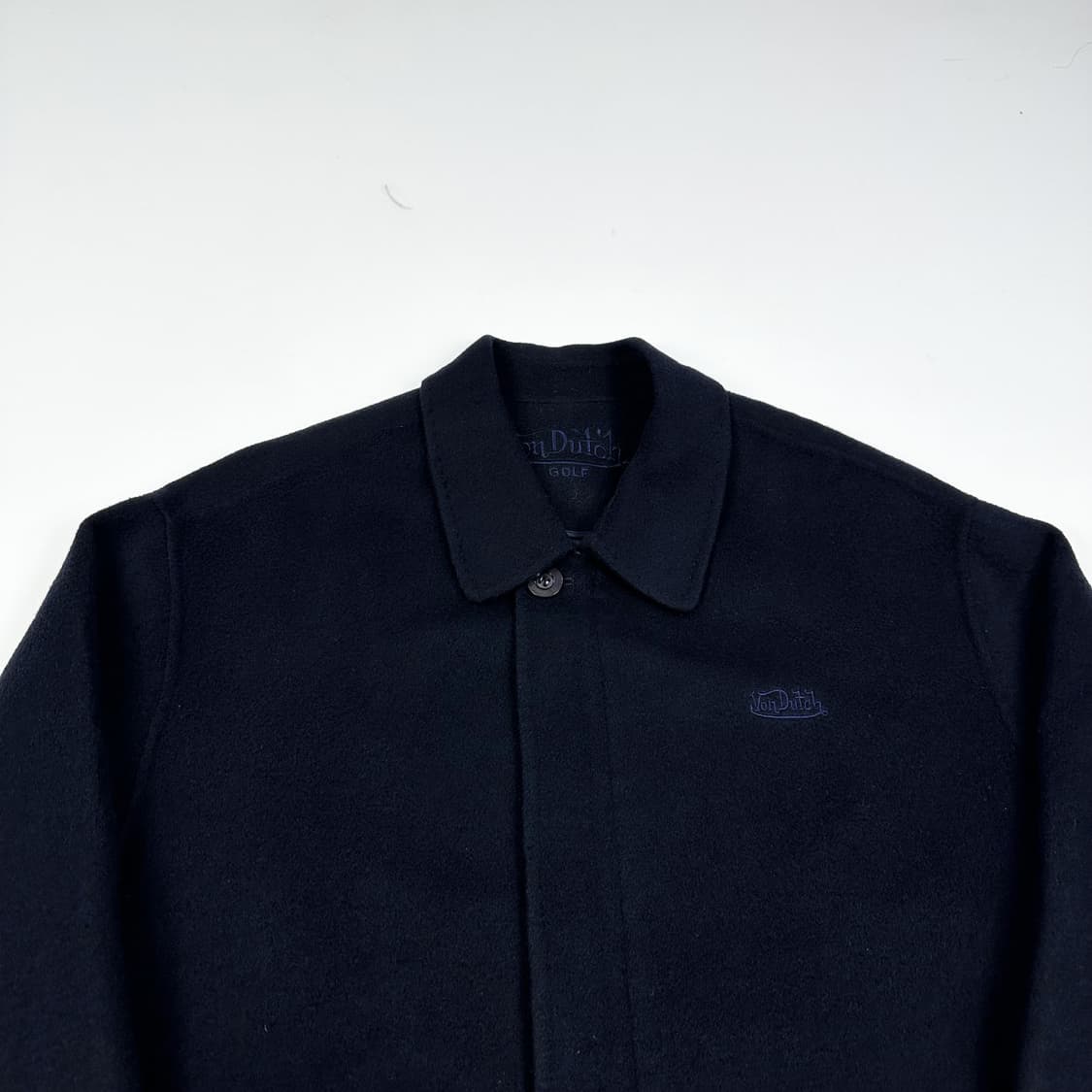 본더치 레터링 자수 네이비 울 반코트 (L) 상품이미지1