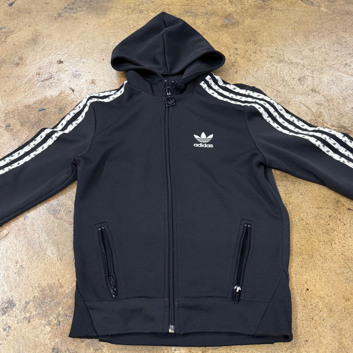 아디다스 블랙 패턴 트랙탑 후플 플락 후드집업 져지 트랙탑 90 상품이미지3