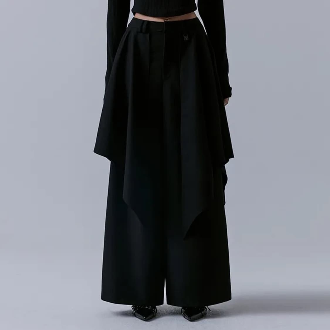 [구해요] Layered Drape Wrap Trouser 블랙 상품이미지1