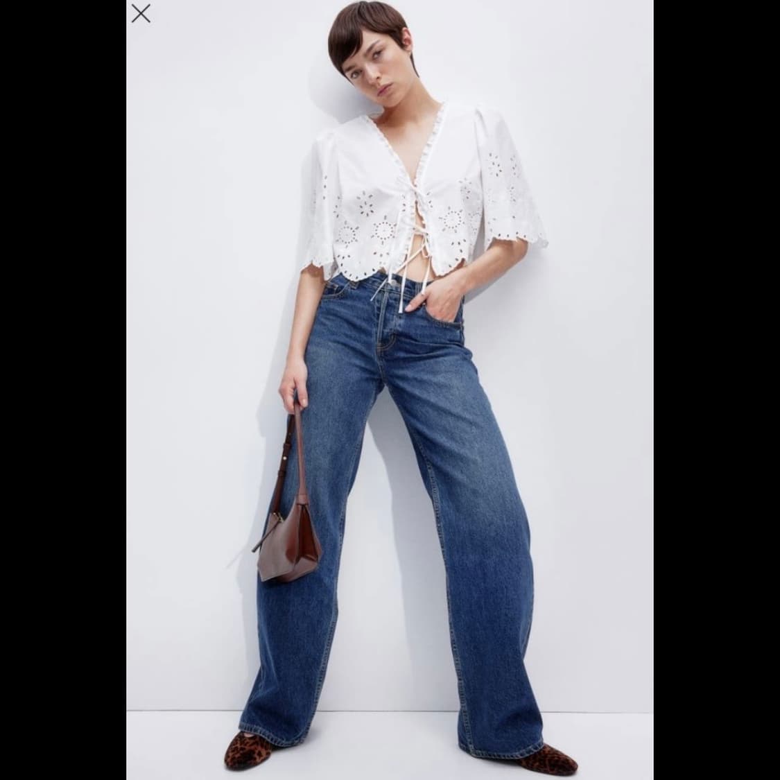 h&m 에이치앤엠 브로드리 앙글레즈 크롭트 블라우스 (새상품) 상품이미지7