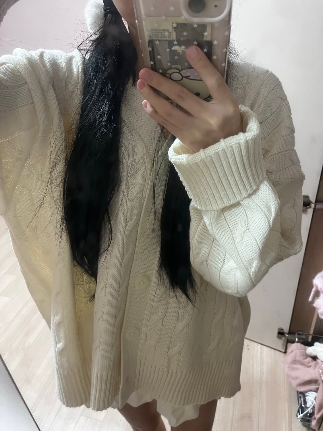 스나계 히메갸루 꽈배기 가디건 상품이미지3