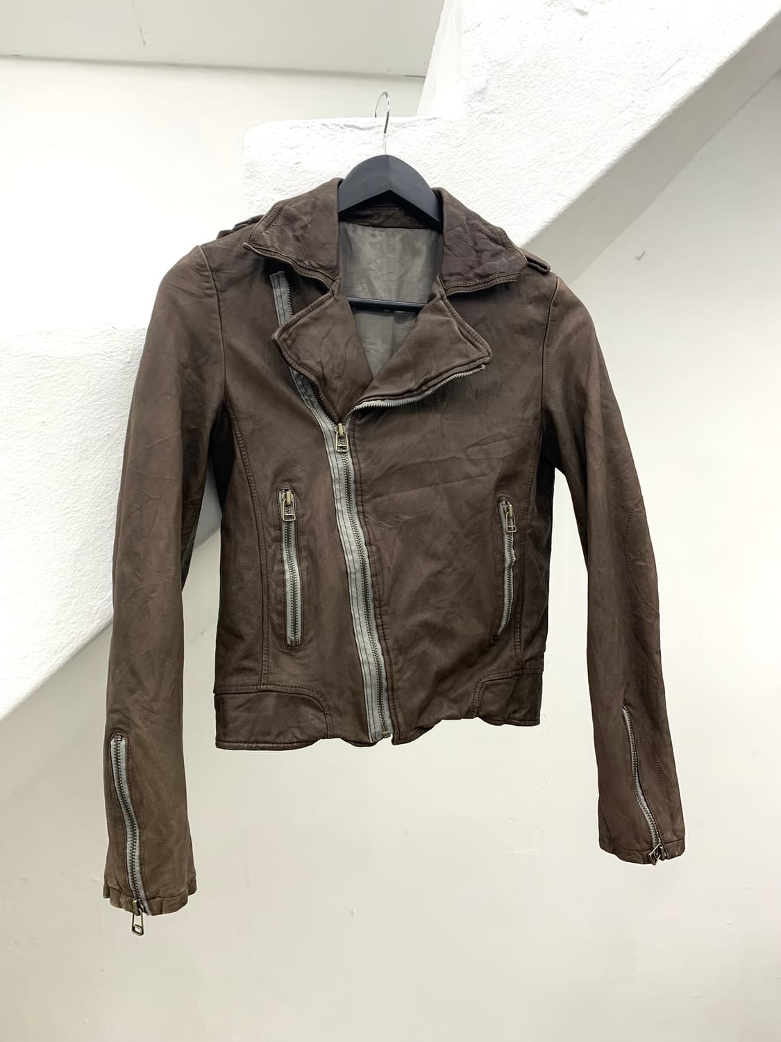 Mocha brown Italian lambskin rider jacke 상품이미지4