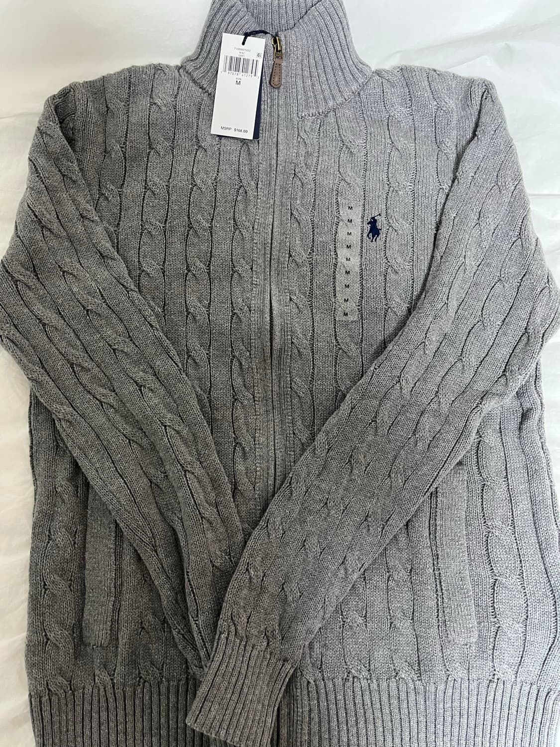 폴로 꽈배기 니트 집업 그레이 M 상품이미지4