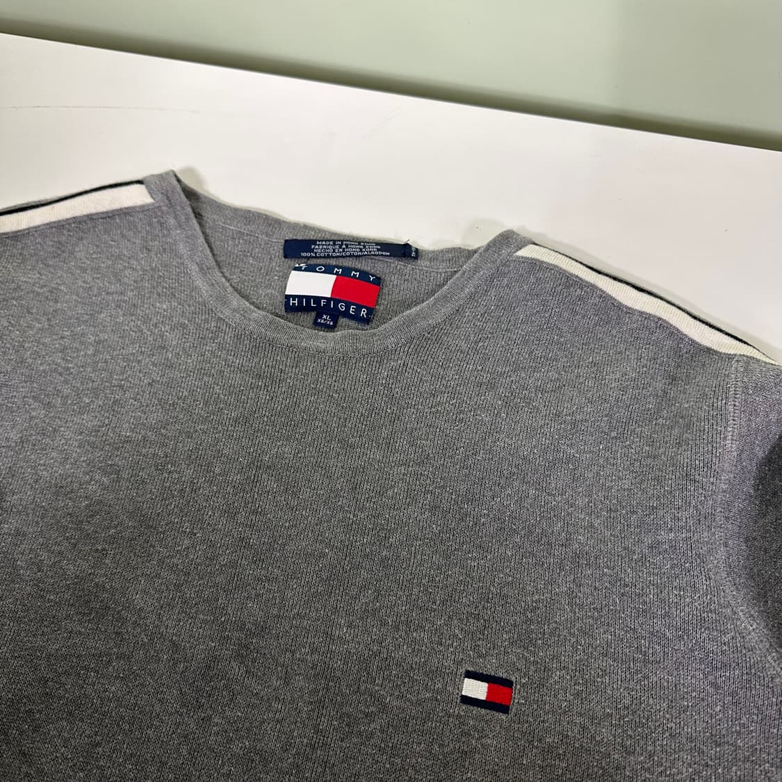 95-100 타미힐피거 그레이 면 얇은니트 상품이미지4