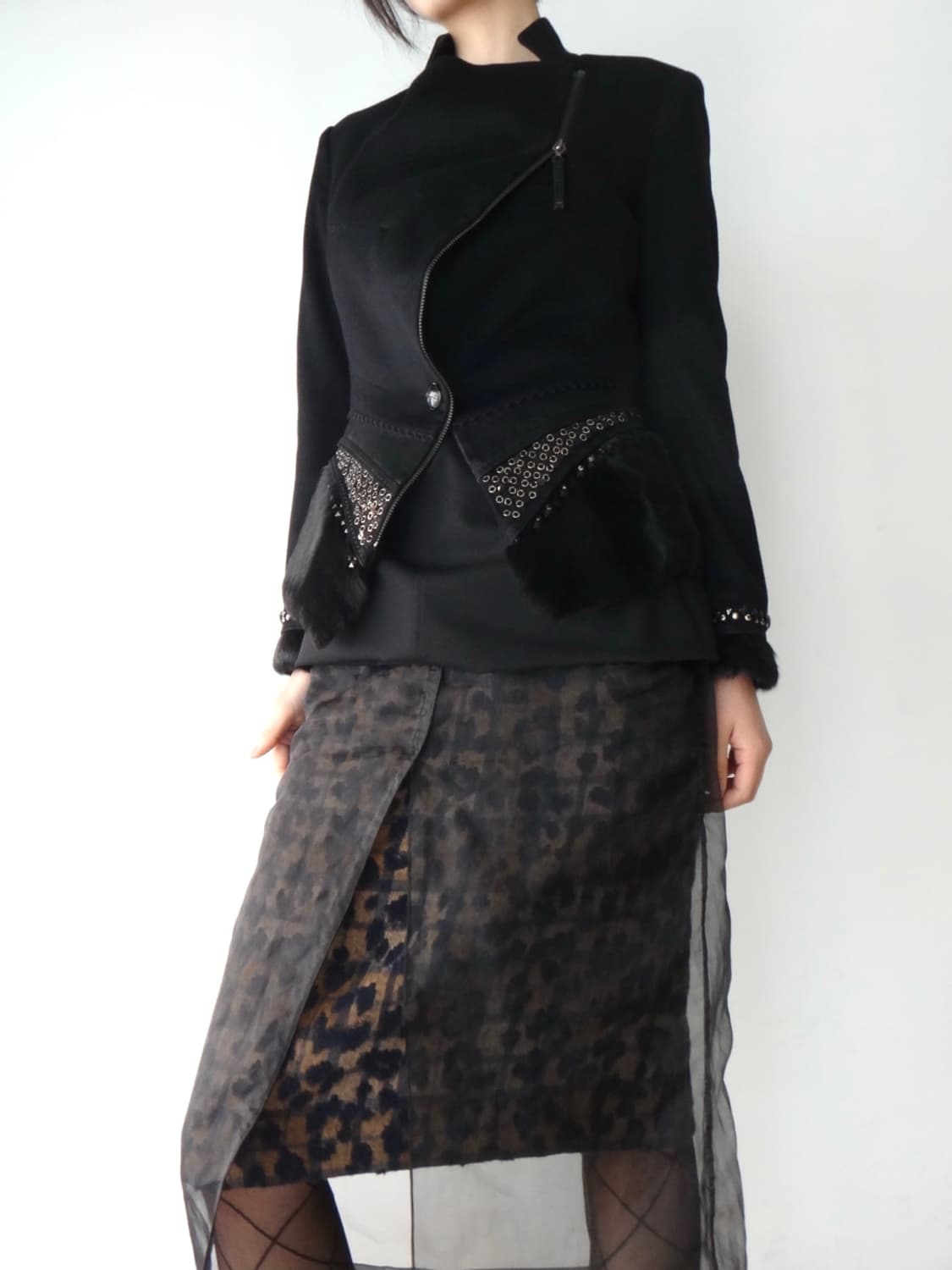 OBZEE fur & bize drape jacket / black 상품이미지10