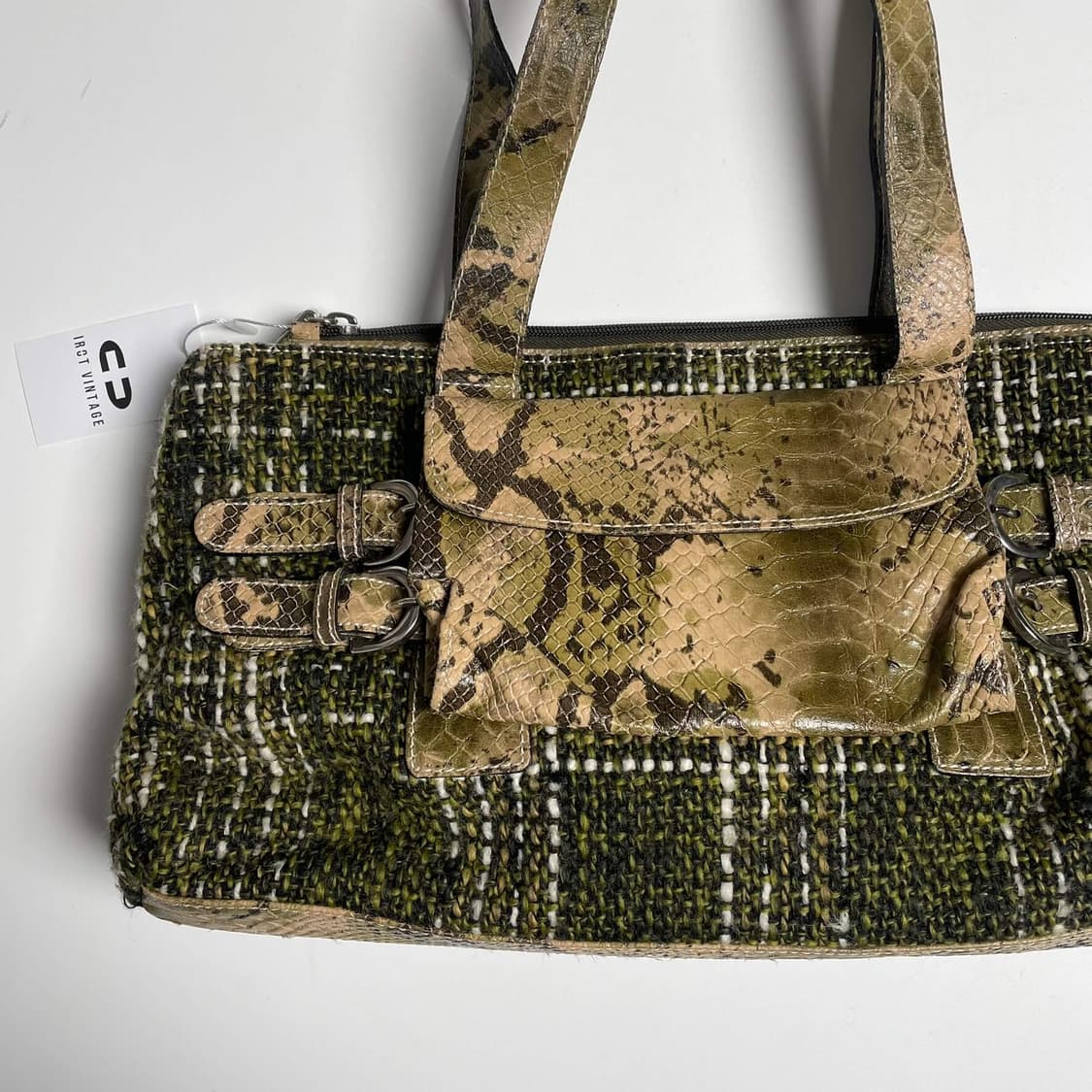 Arcadie 뱀패턴 &초록 트위드 백 (italy)   상품이미지4