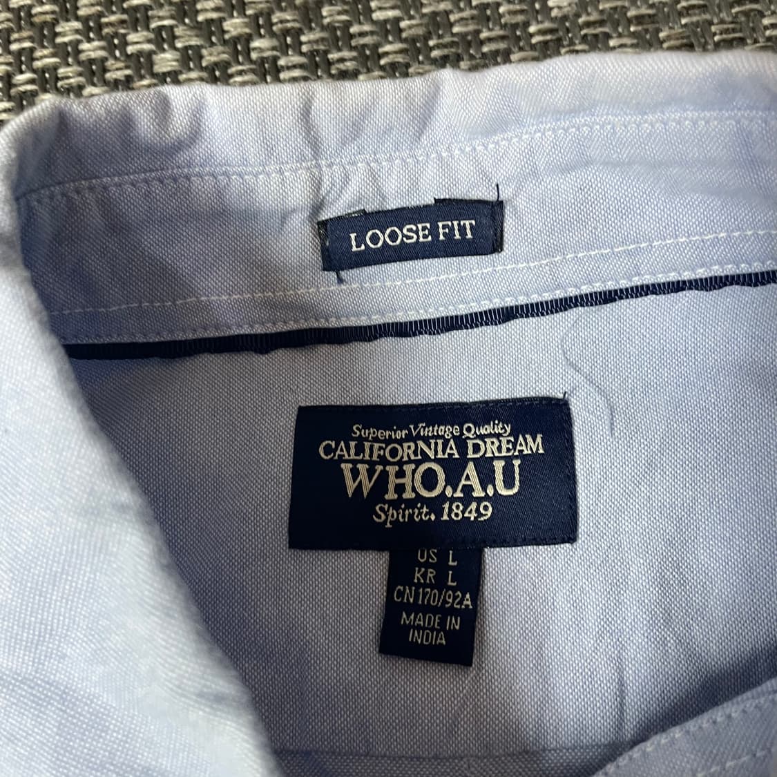 후아유 스카이블루 긴팔 체크 셔츠 루즈핏 L 상품이미지4