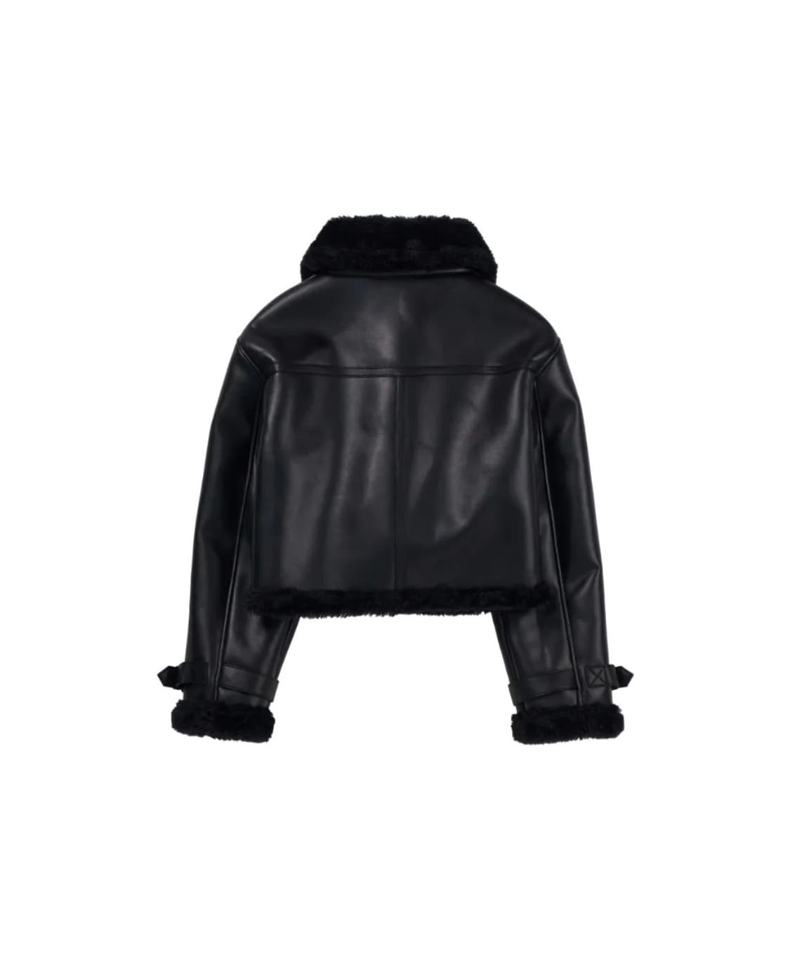 레더리 오블리크 오버핏 레더 무스탕 자켓 블랙 상품이미지2