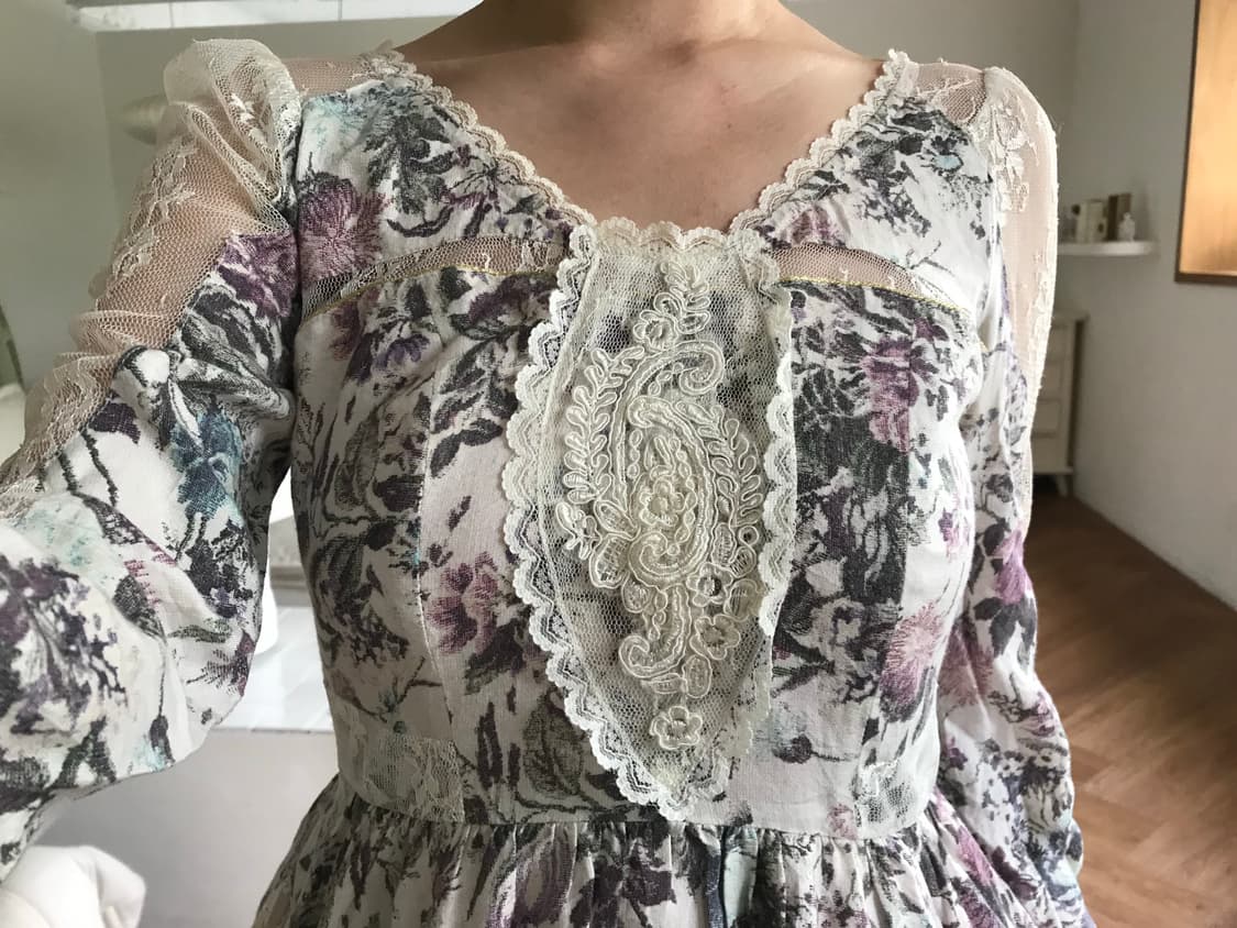 vintage pattern lace one-piece 상품이미지2