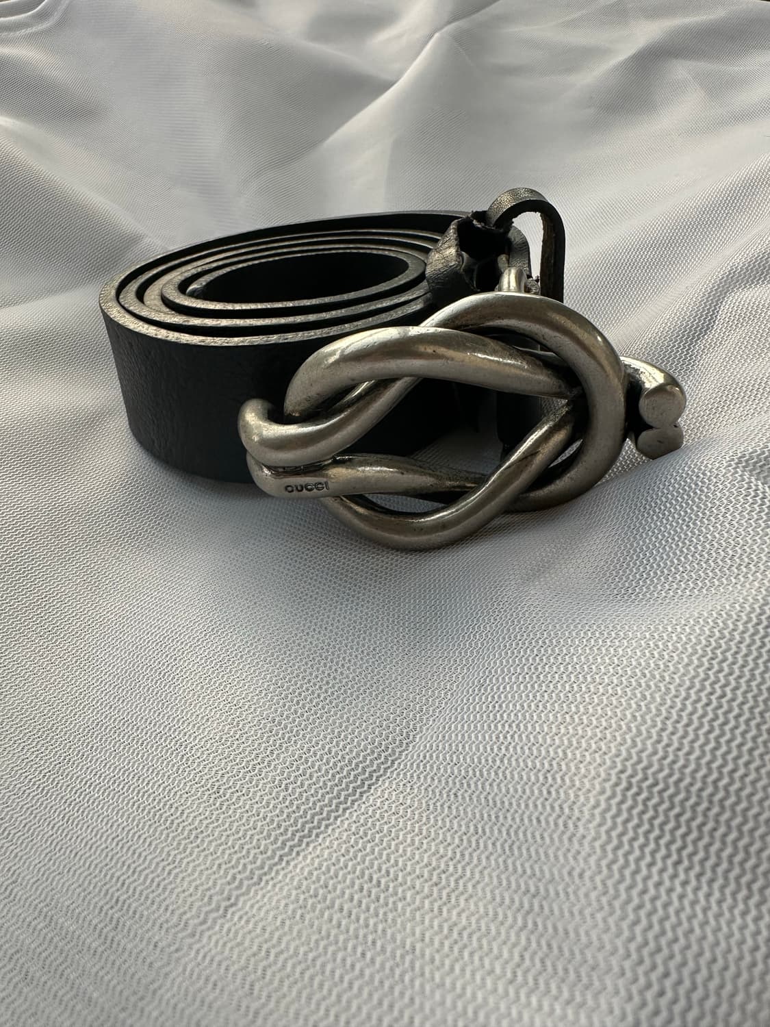 구찌 블랙 가죽 매듭 버클 벨트 상품이미지3