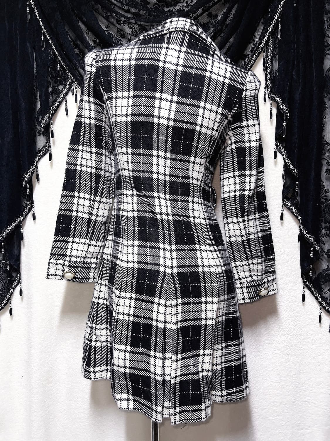 로맨틱갸루 로걀 오네 히메 체크 더블 코트 자켓 헤이세이 시부야 핀터 상품이미지6