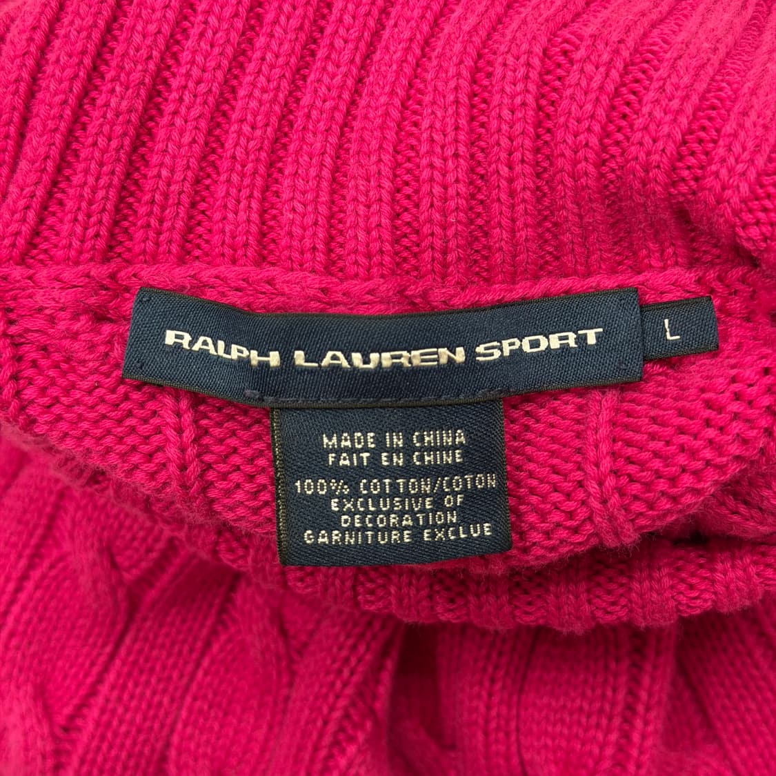 폴로 랄프로렌 스포츠 터틀넥 목폴라 케이블 니트 핑크 L 상품이미지4