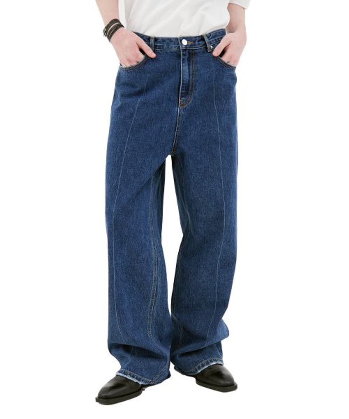 L 더 아이덴티티 프로젝트 플리츠 워싱 와이드 데님팬츠 청바지 상품이미지1