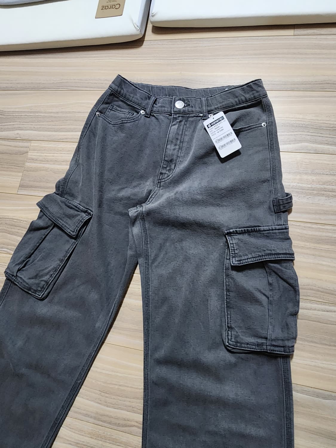 행텐히든밴딩카고스판데님팬츠청바지그레이 상품이미지2