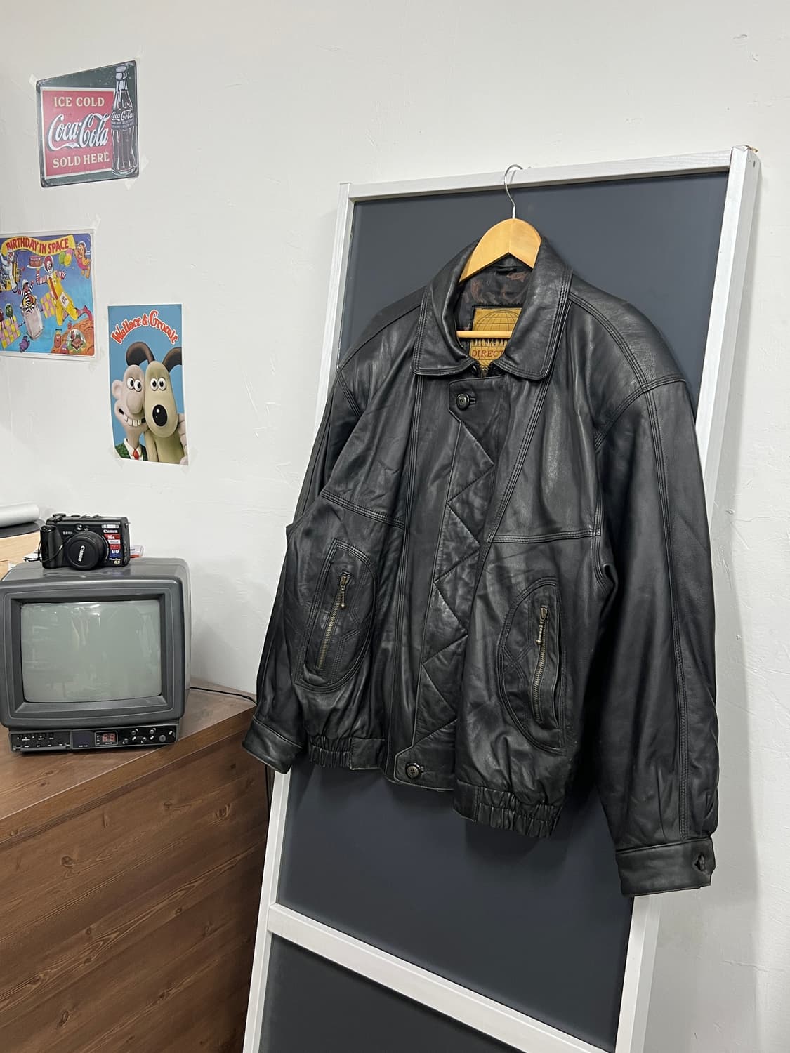 빈티지 90s 양가죽 블루종 레더 자켓 상품이미지1