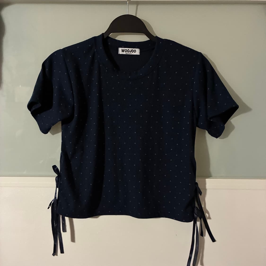 Navy ribbon dot T 상품이미지1