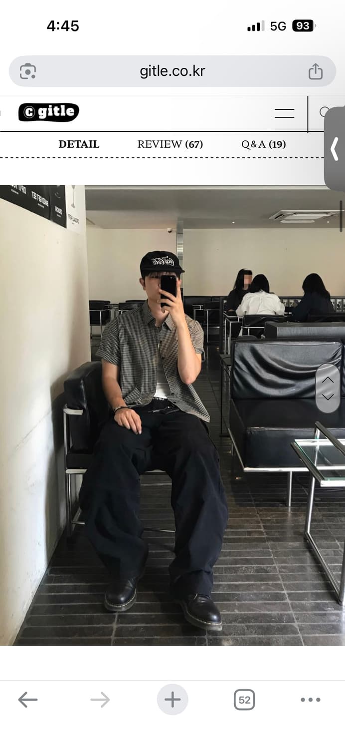 기틀 코이 핀 체크 크롭 셔츠 블랙 상품이미지3
