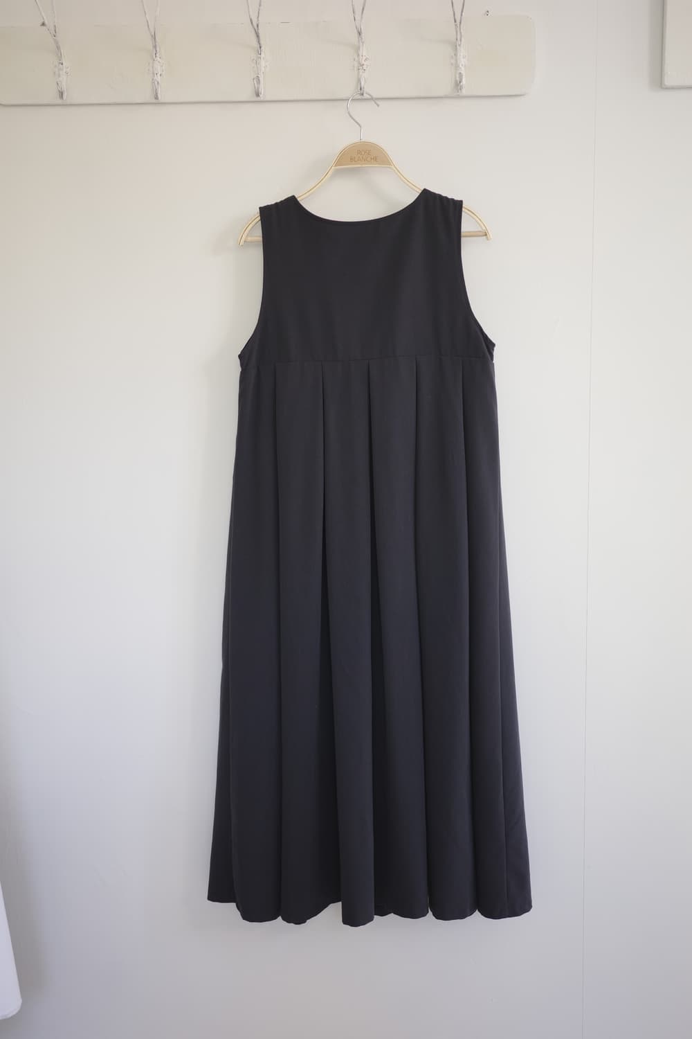 일본 빈티지 블랙 V넥 플리츠 원피스 상품이미지4