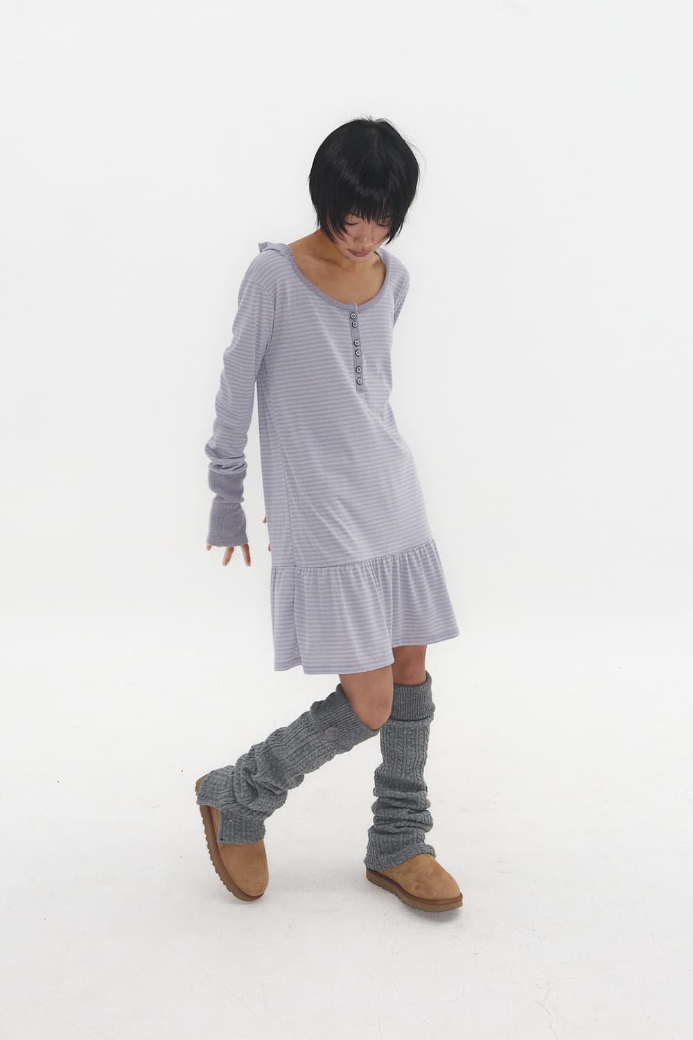 익스파이드걸 COZY BUTTON LEG WARMER GREY 상품이미지5