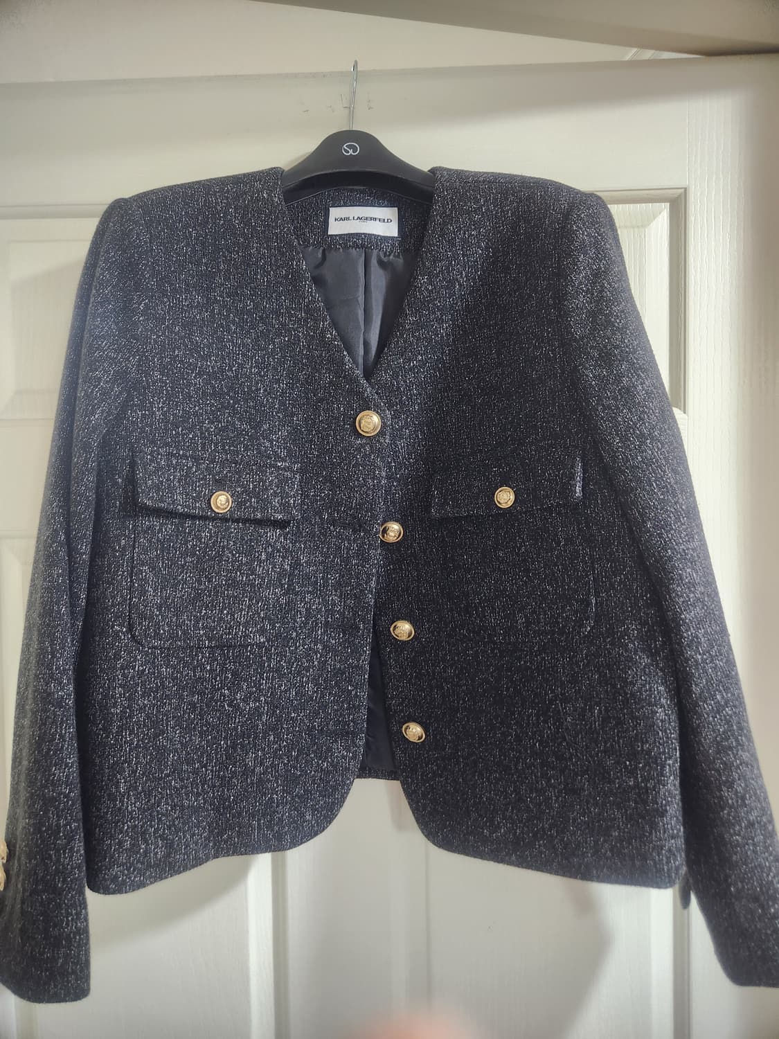 칼 라거펠트 블랙 트위드 자켓 상품이미지1