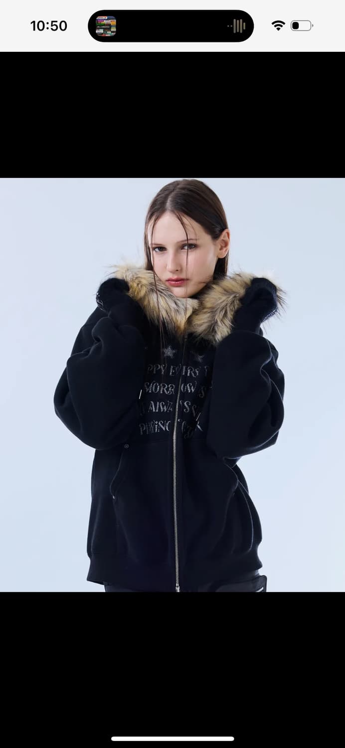 러브이즈트루 LETTER HOOD ZIPUP(BLACK) 상품이미지1