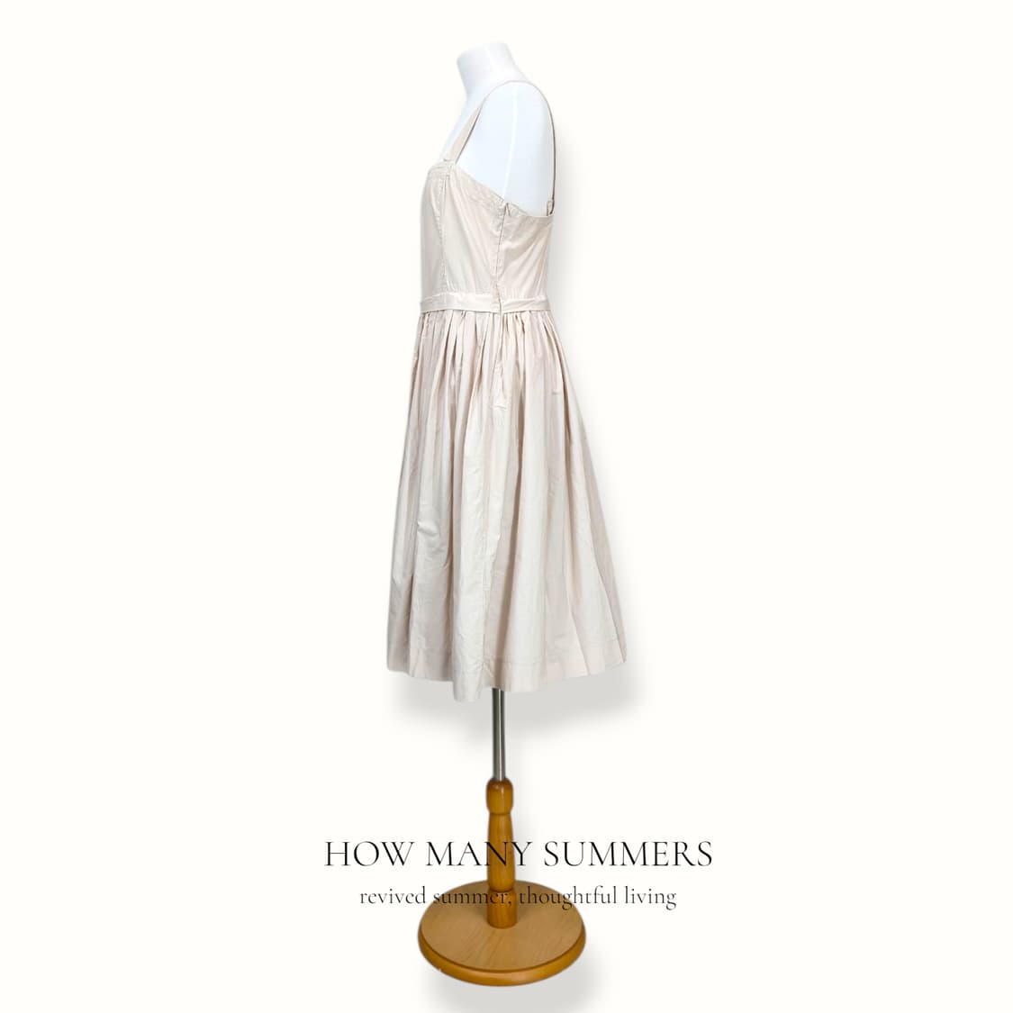 베네통 핀턱 롱 원피스 M 라이트 베이지 나시 뷔스티에 플레어 상품이미지2