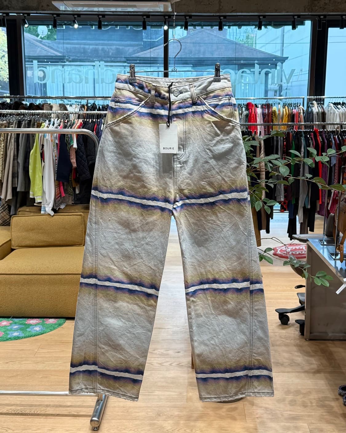 부리 아이보리 데님 스트라이프 팬츠  상품이미지1