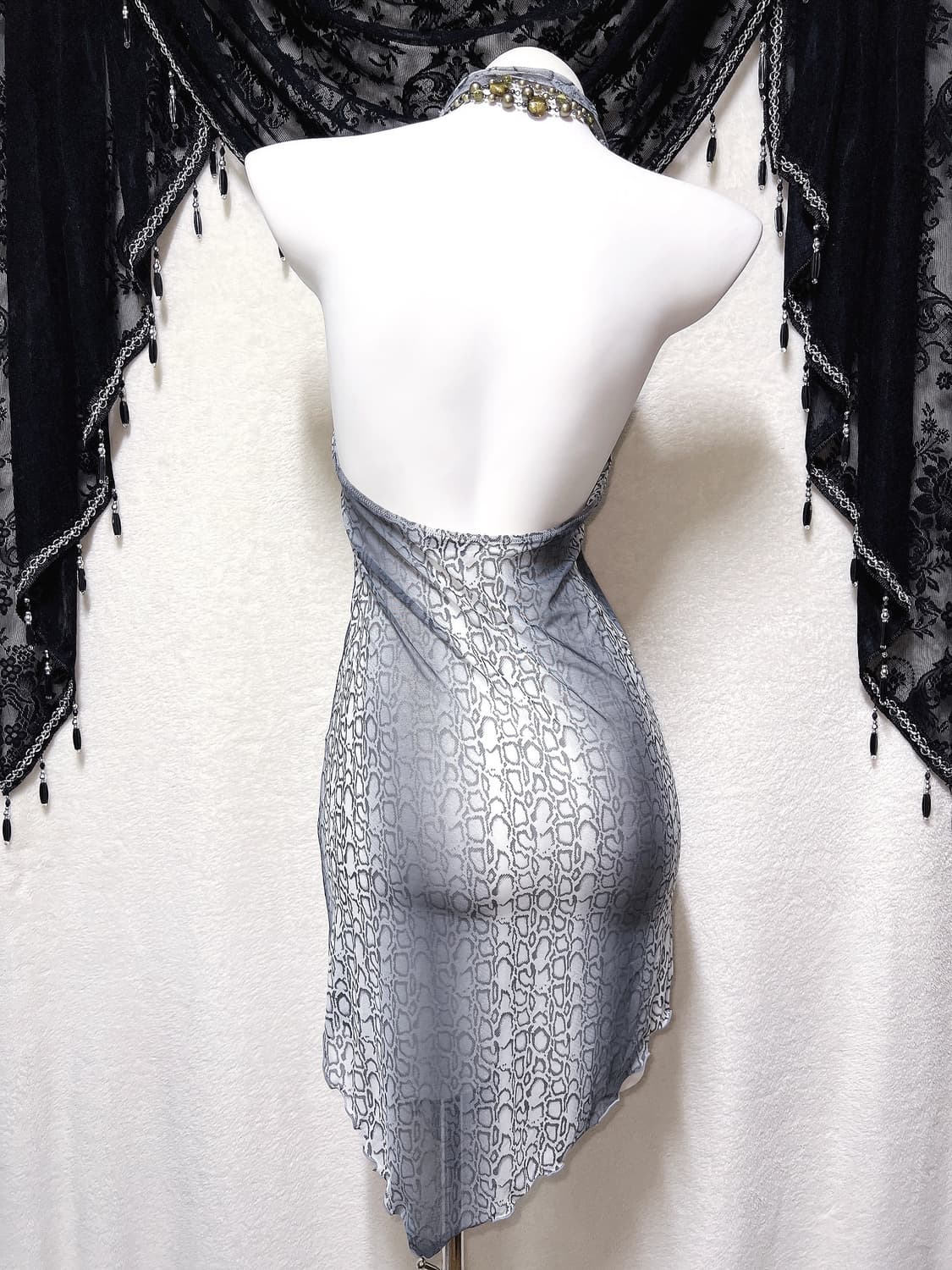 오네갸루 레오파드 호피 파이톤 뱀피 페어리 섹시 홀터넥 슬립원피스 란제리 상품이미지8