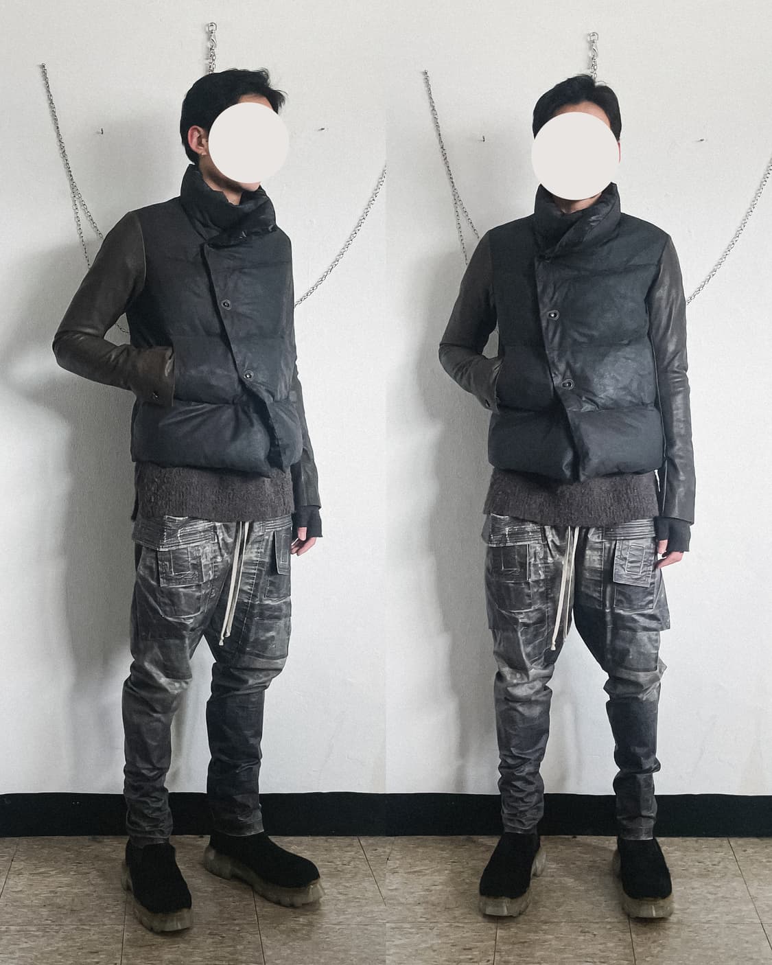 아이작 세럼 사선 버튼 펜싱자켓 모티브 디어스킨 패딩 상품이미지4