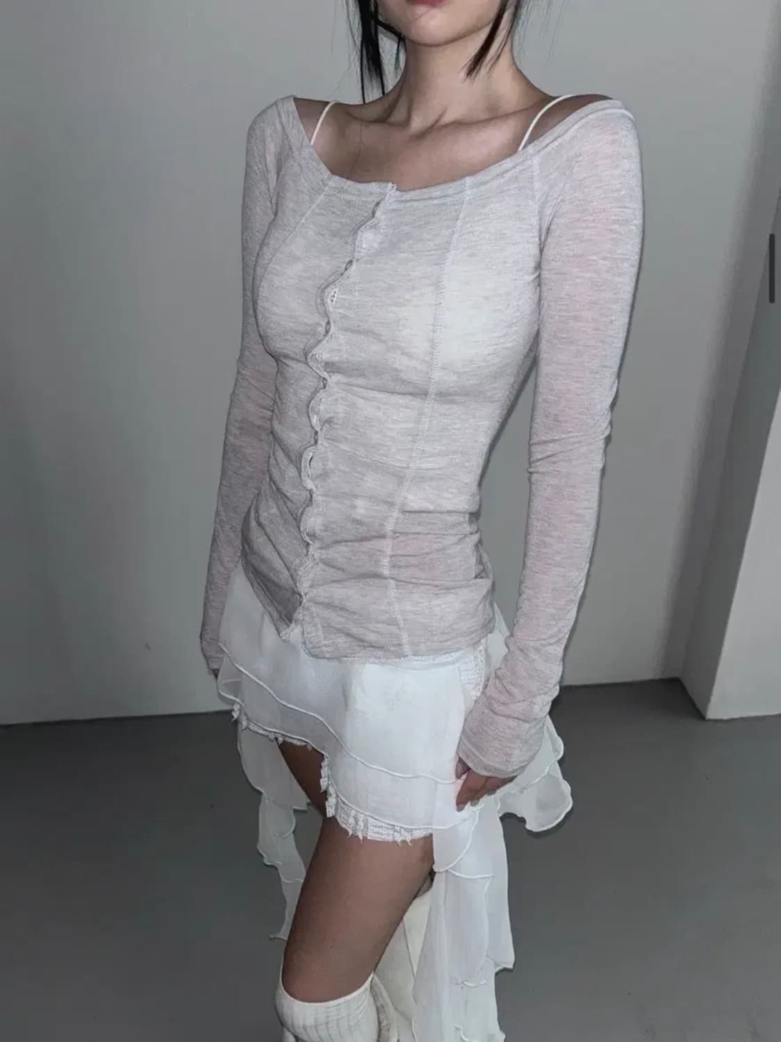 디에어타운 오프숄더 가디건 cardigan long sleeve 상품이미지3