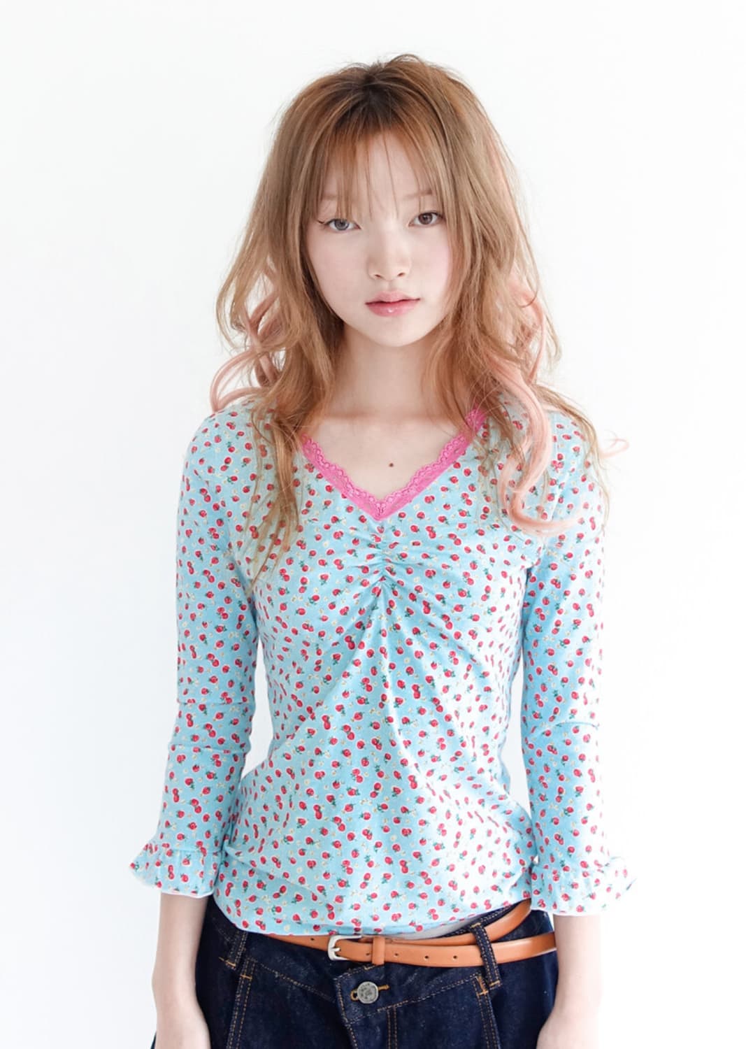 샵페어리 little strawberry lace top 민트 상품이미지1