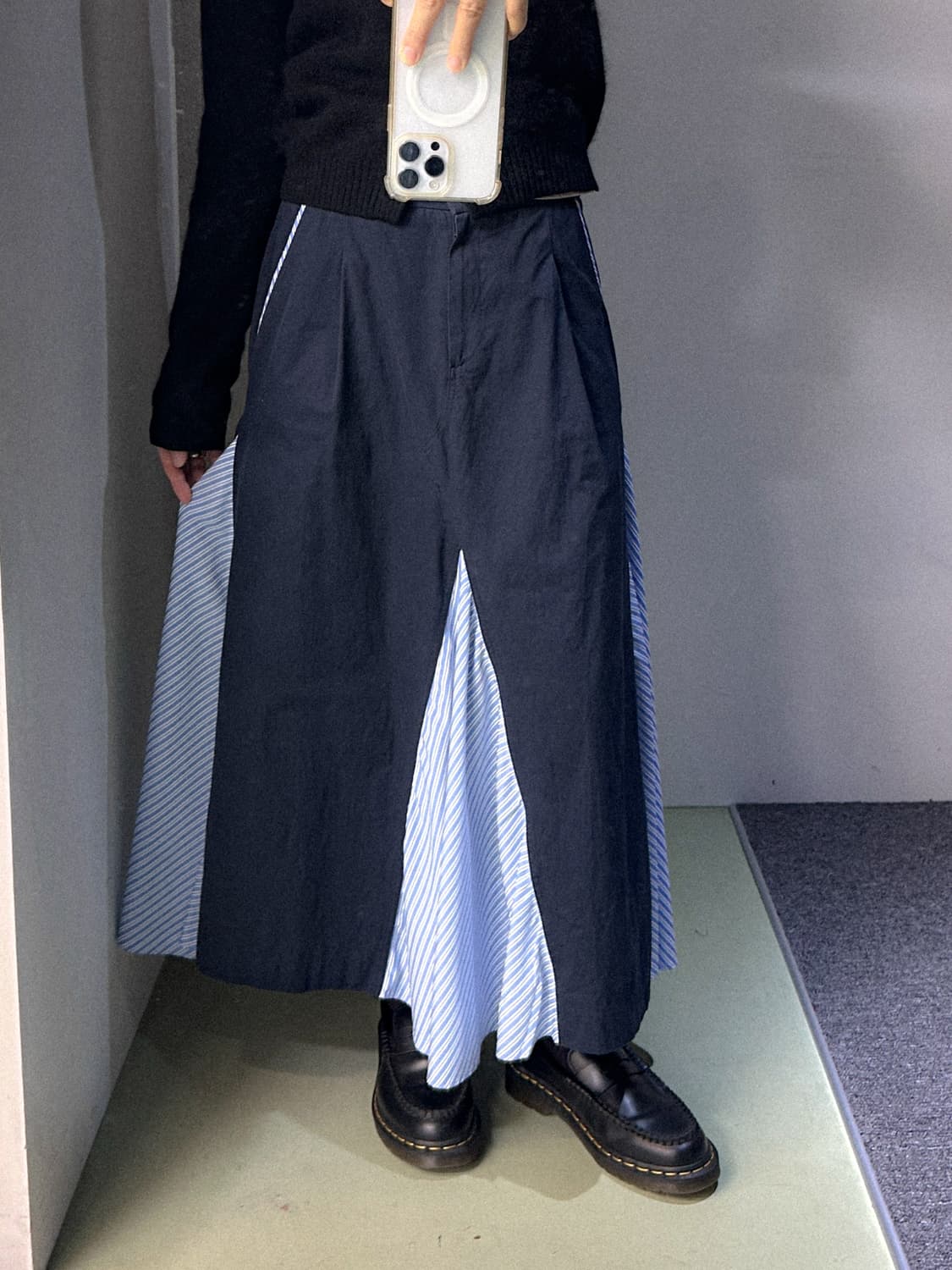 cotton/stripes back buttons skirt 상품이미지1