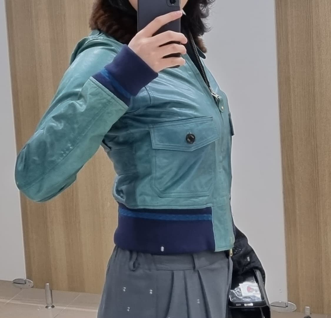 빈티지 블루 가죽자켓  상품이미지3