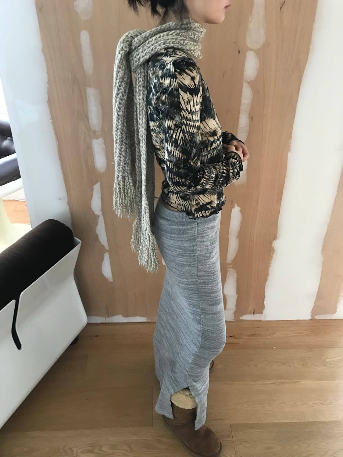 vintage beige tassel muffler 상품이미지5