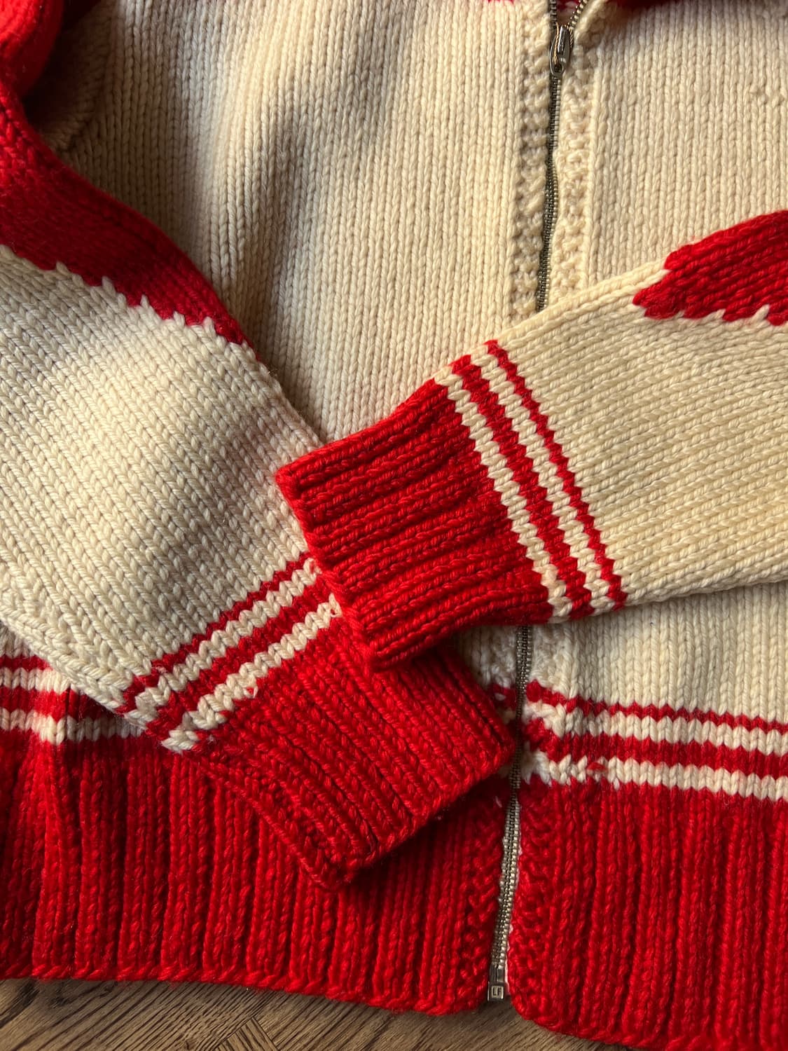 [M]6~70's 빈티지 핸드메이드 집업 코위찬 스웨터 상품이미지5