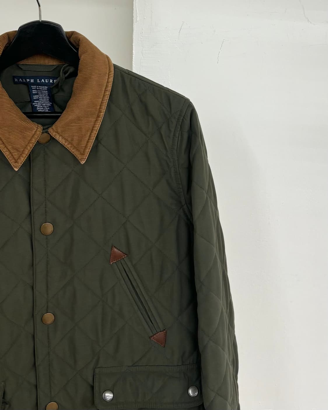 랄프 로렌 카키 가죽 숄더 패치 퀄팅 자켓 상품이미지4
