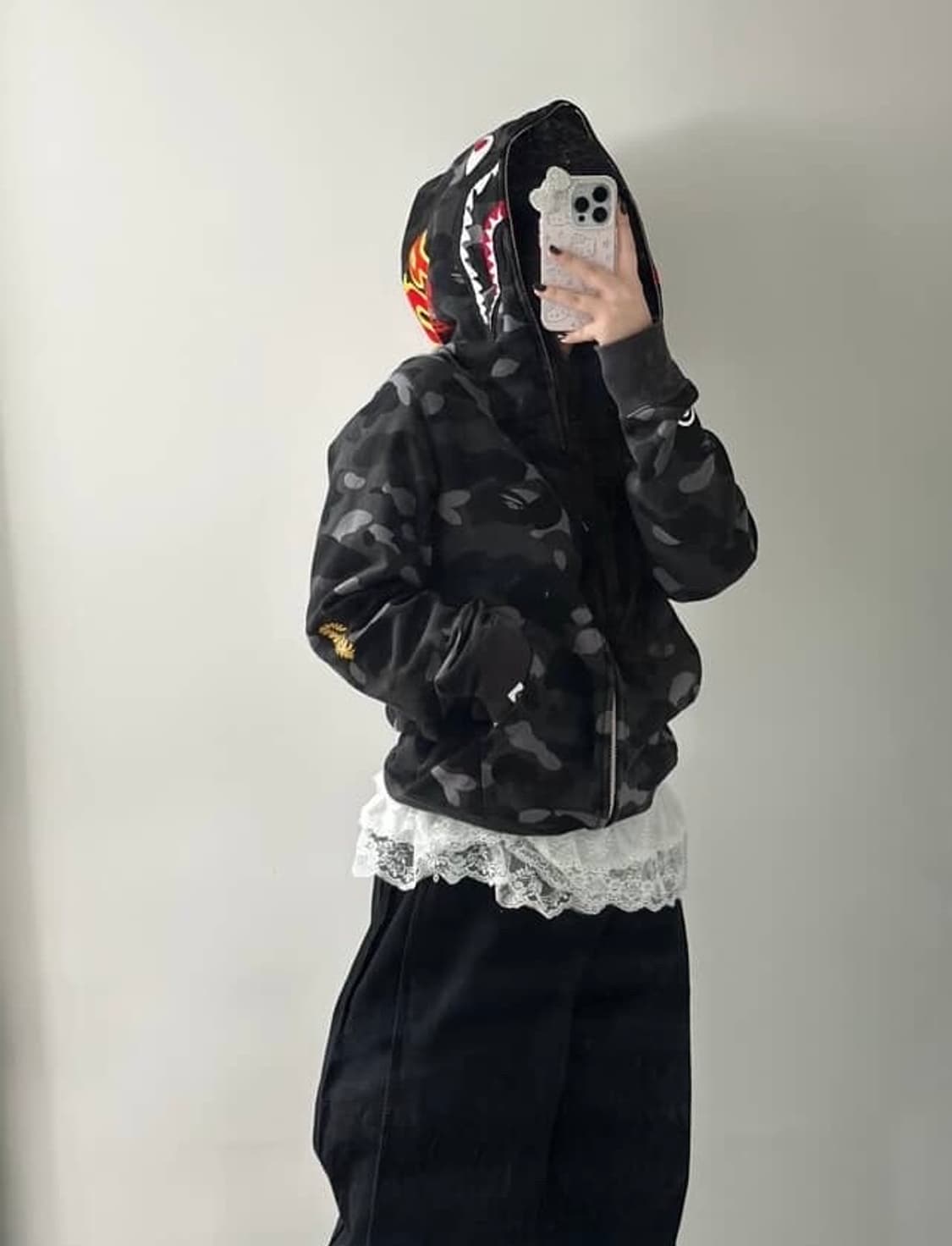 베이프 ponr 흑계 샤크 후드집업 M 상품이미지9