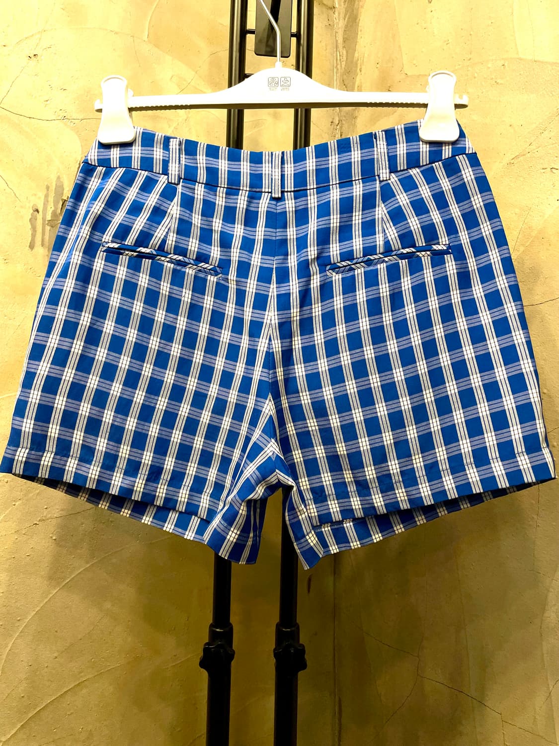 마쥬 레이온 린넨 블루 체크 골반 반바지 66 상품이미지5